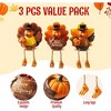 Joyfy 3 Pcs Thanksgiving Resin Turkey Figurines with Pumpkins, Autumn Party Favors Decor and Centerpieces for Harvest Day Kitchen - 2 of 4