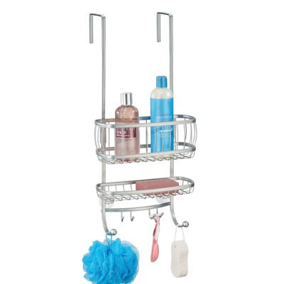 Over the Door 3 Tier Shower Caddy, Adjustable Hanging Organizer with Suction  Cup, Silver 