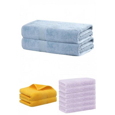 REGALWOVEN Absorbent Solid Bath Hand Face Cloths Cotton Towels 3 Piece Sets
