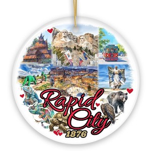 Adventurous Rapid City Christmas Ornament, South Dakota Mt. Rushmore Heritage Gift and Souvenir Circle 3 - 1 of 4