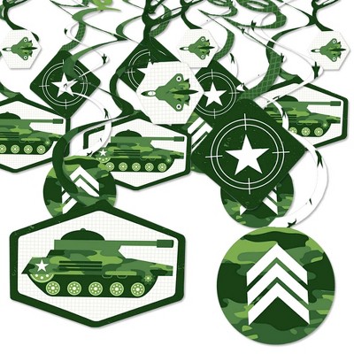 Big Dot of Happiness Camo Hero - Army Military Camouflage Party Hanging Decor - Party Decoration Swirls - Set of 40