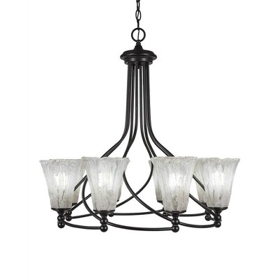 Toltec Lighting Capri 8 - Light Chandelier in  Dark Granite with 5.5" Fluted Italian Ice Shade
