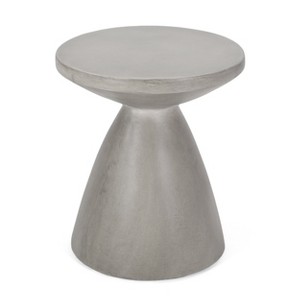 Vynxaria Patio End Tables - Modern Gray Hourglass Side Table, 18"x18"x20.25" - 1 of 4