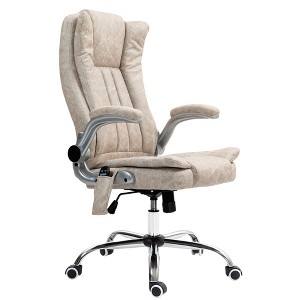 Vibration Massage Office Chair, High Back Heated Computer Chair with Flip-up Armrest & Swivel Wheels - 1 of 4