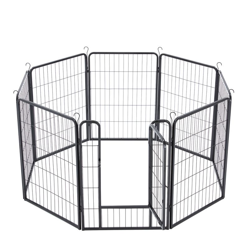 JOMEED Indoor and Outdoor Metal 8-Panel, 32" High Collapsible Dog Pet Playpen Kennel with Integrated Lockable Entry and Exit Door, Black, 2 of 7