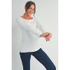 Hello Miz Women's Causal Boat Neck Long Sleeve Ruched Maternity Top - 2 of 4