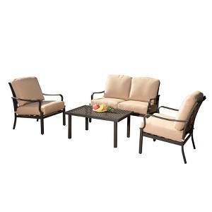 Maggift Patio Seating Sets Outdoor Bistro Set，Special Design, Chat and Conversation Furniture Set，for Garden, Living Room, Beige, 49.21"*31.06"*33.46" - 1 of 4