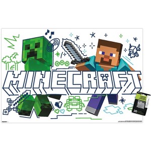 Trends International Minecraft: Doodle - Steve & Creeper Unframed Wall Poster Prints - 1 of 4