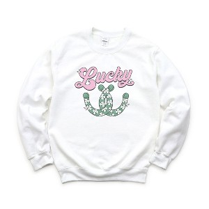 Simply Sage Market Women's Graphic Sweatshirt Lucky Horseshoes - 1 of 3