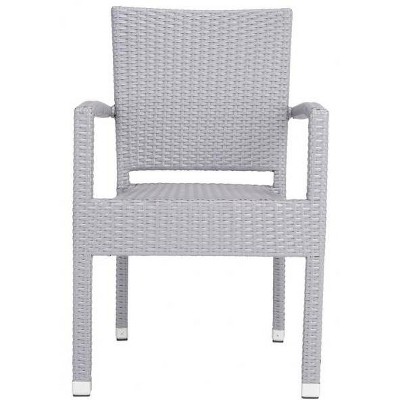 Kelda Gray Wicker Stacking Arm Chairs Set of 2