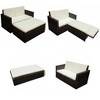 vidaXL Garden Sofa Set Brown Poly Rattan, Powder-Coated Steel Medium - Brown - 4 of 4