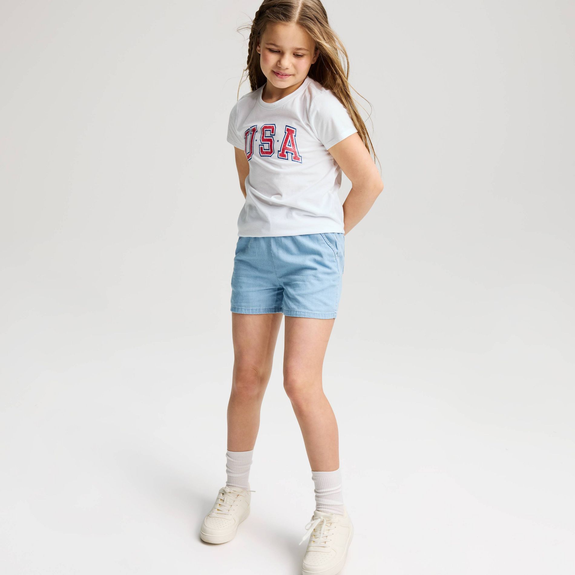 Girls' Short Sleeve 'USA' Graphic T-Shirt - Cat & Jack™ White