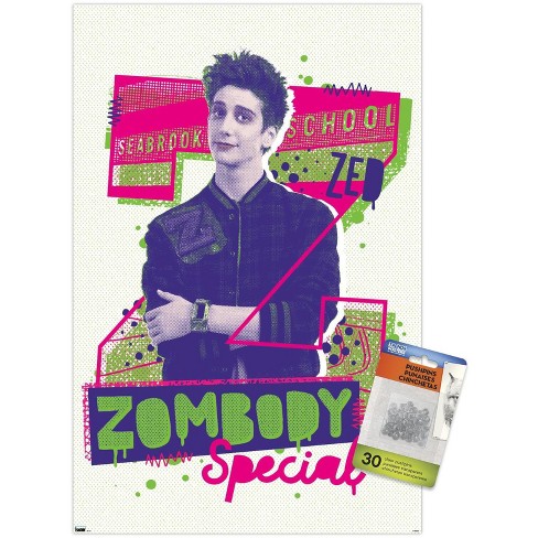 Trends International Disney Zombies 3 - Zed Unframed Wall Poster Print  Clear Push Pins Bundle 14.725 x 22.375