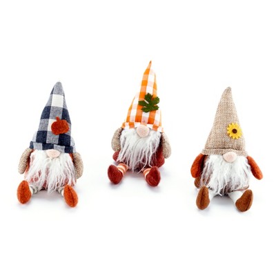 Lakeside Gnome Christmas Ornament Set of 3 - Farmhouse Fabric Holiday Decor