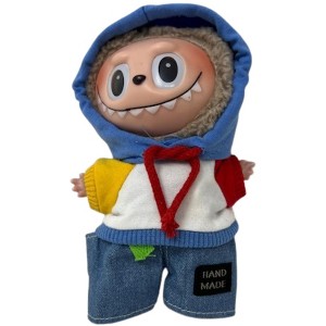 Denim Overalls and Hoodie Set for 17.5 cm Labubu Dolls - 1 of 4