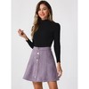 INSPIRE CHIC Women's Faux Suede Button Front A-Line High Waisted Mini Short Skirt - 2 of 4