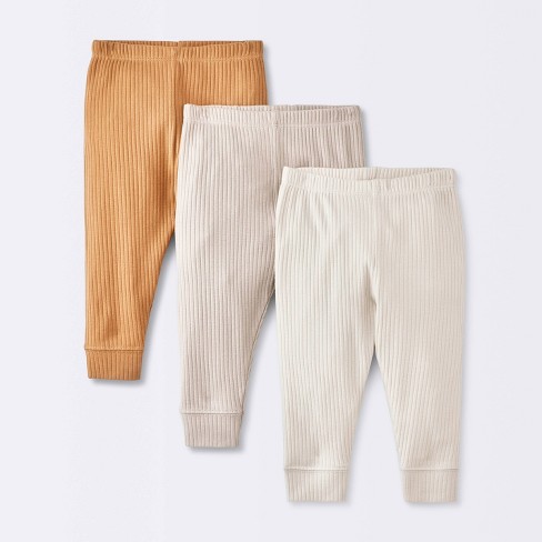 Baby 3pk Wide Ribbed Pants - Cloud Island™ Bronze : Target