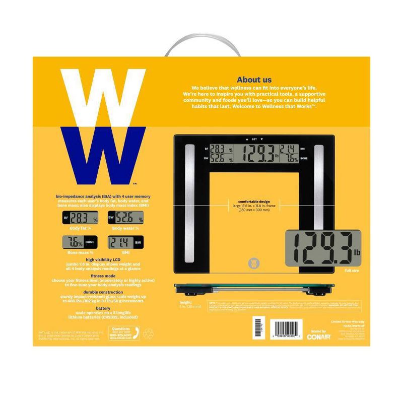 Body Analysis Scale Clear with Black Accents - Weight Watchers, 4 of 16