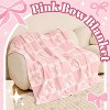 Lomsoe Pink Christmas Bow Plaid Flannel Blanket Cozy Warm Throw Blanket Christmas Gift Bed Blanket Throws for Xmas Winter Bedding Couch - 2 of 3