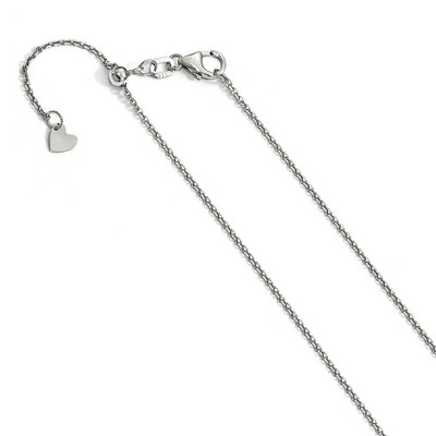 Black Bow Jewelry 1.25mm 14k White Gold Adjustable D/C Cable Chain Necklace, 22 Inch