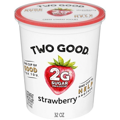 Two Good Low Fat Lower Sugar Strawberry Greek Yogurt - 32oz Tub