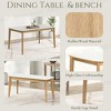 6 PCS Dining Set for 6, Dining Table Set with 4 Upholstered Dining Chairs & Bench, Creamy White+Light Oak - ModernLuxe - 3 of 4