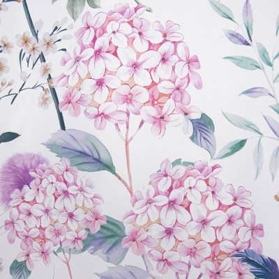 Bloomstruck White and Multicolor Floral Microfiber Shower Curtain
