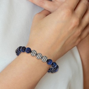 Chisel Stainless Steel Antiqued and Polished 10mm Blue Tiger's Eye Beaded 7.5" Stretch Bracelet - 1 of 4