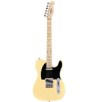 Monoprice Retro DLX Plus Solid Ash Electric Guitar | Right Orientation, Wilkinson Bridge and SS Pickups, with Gig Bag, Blonde with Maple Fretboard