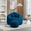 Angel Sar Bean Bag Chair with Ottoman, Big Bean Bag Chairs for Adults, Round Sofa Chair, Blue - 2 of 4