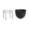 Kate and Laurel Navara Round Metal Freestanding Planter, 2 Piece, Black - 3 of 4