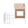 XIYUYEU Twin Size Loft Bed House Shaped Metal Bed Frame with Window, Inclined Ladder and Guardrail for Bedroom - 3 of 4