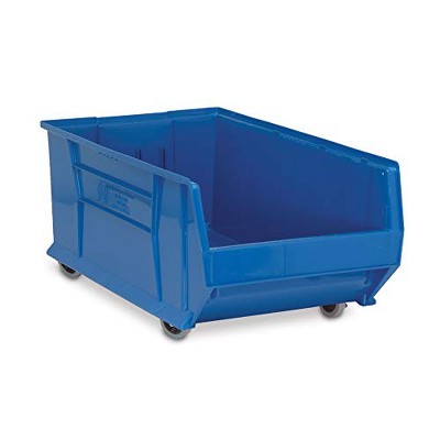 Blue Plastic Mobile Storage Bin with Optional Dividers 29.875" x 16.5" x 21"