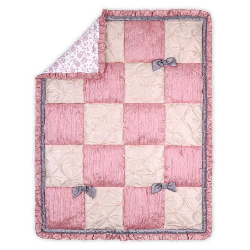 The Peanutshell Bella Pink Patchwork Quilt Baby Crib Bedding Set - 3pc, 3 of 6