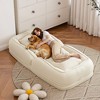 Angel Sar Upholstered Human Dog Bed for Adults, Foldable Human Size Dog Bed with 5 Adjustable Positions, Floor Beds with 2 Pillows for Bedroom, White - 2 of 4