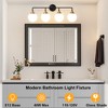 POWLIG 30.71-in 4-Light Black Gold Dimmable Bathroom Vanity Light with 5.9in Milk Opal Glass Globe Shade - 3 of 4