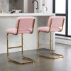 Mid Century Modern Bar Stools Set Of 2 Counter Height Armless Bar Chairs With Metal Base Upholstered Dining Chairs For Dining Room Kitchen Island - 2 of 4