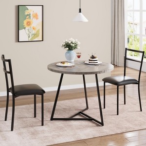 Dining Table Set for 2, Tabletop with Strong Metal Frame and Chairs with Seat & Backrest - 1 of 4