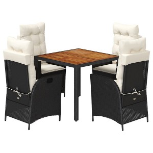 vidaXL Garden Dining Set Black PE rattan Medium Adjustable Armrests - 1 of 4