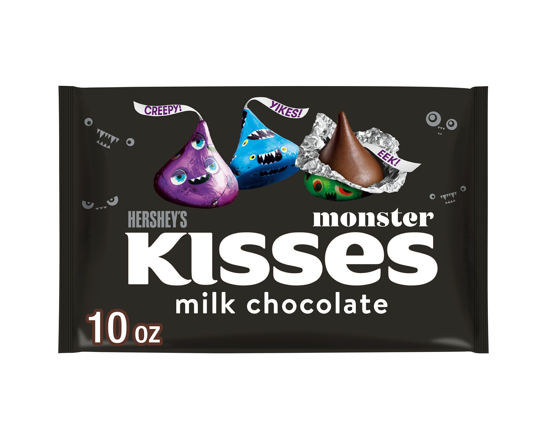 HERSHEY'S Kisses Milk Chocolate Monster Foils Halloween Candy - 10oz