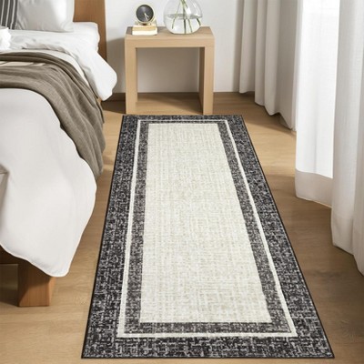 Modern Machine WashableArea Rug with Non Slip Backing Low Pile Accent Rug Foldable Contemporary Indoor Carpet