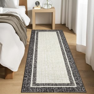 Modern Machine WashableArea Rug with Non Slip Backing Low Pile Accent Rug Foldable Contemporary Indoor Carpet - 1 of 4