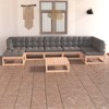 vidaXL Patio Furniture Set 8 Piece Outdoor Sectional Sofa Solid Wood Pine - Natural With Cushions - 2 of 4