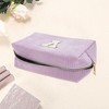 Unique Bargains Corduroy Rectangular Letter Makeup Bag Pink Purple 1 Pc - 3 of 4