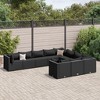 vidaXL 10 Piece Black Patio Sofa Set with Cushions - Modular PE Rattan Outdoor Seating for Garden, Terrace, Deck, Yard - 2 of 4