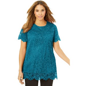 Jessica London Women's Plus Size Stretch Lace Tunic - 1 of 4