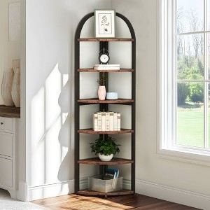 Kumasinova Modern 6 Tier Bookshelf,Freestanding Display Storage Bookcase for Office,Living Room,Bedroom,Brown - 1 of 4