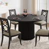 47" Round Dining Table for 4-6, Black Dining Table with Sturdy Waveform Metal Base, Industrial Circle Table for Kitchen or Dining Room - 2 of 4