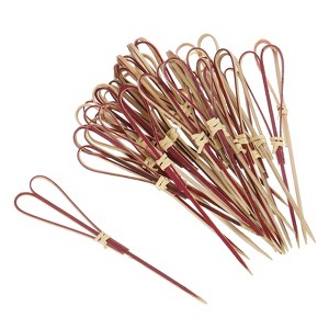 Unique Bargains Disposable Heart Shaped Bamboo Fruit Decorative Cocktail Picks 100 Pcs - 1 of 4
