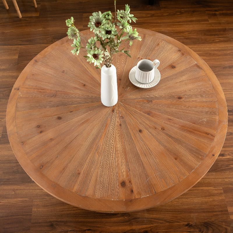 39.37" Vintage Style Round Dining Table with Scattering Pattern Splicing Table Top, Brown - ModernLuxe, 3 of 11